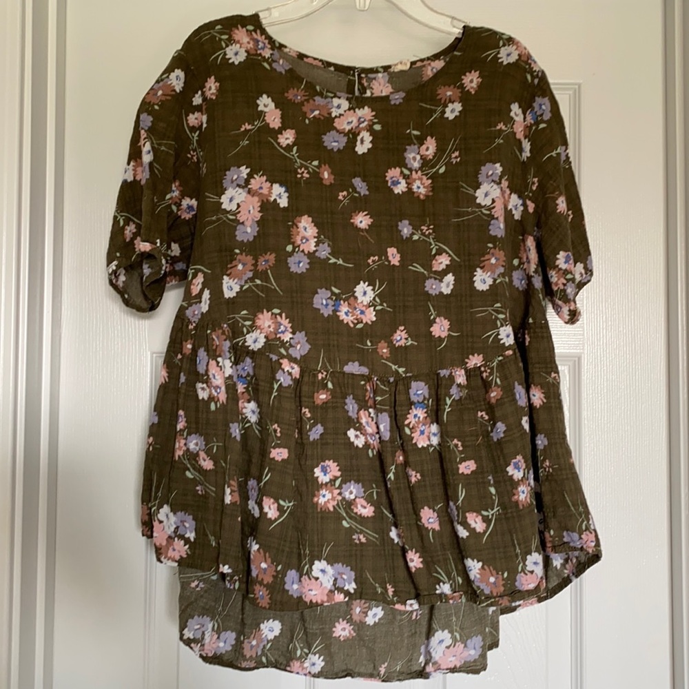 Shein Green Peplum Blouse